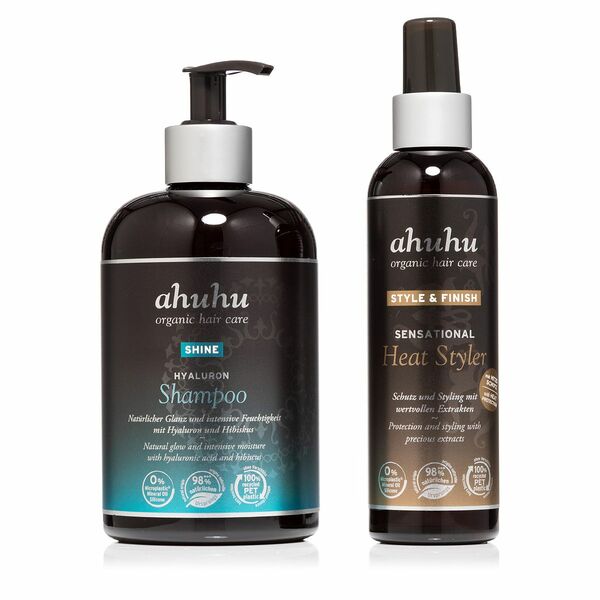 Bild 1 von ahuhu organic hair care Hyaluron Shampoo 500ml & Hitzeschutz 200ml