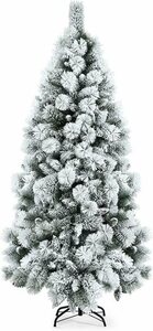 COSTWAY Künstlicher Weihnachtsbaum »Schneebedeckter Christbaum«, 180cm, mit 735 Zweig und Metallständer, Weiß