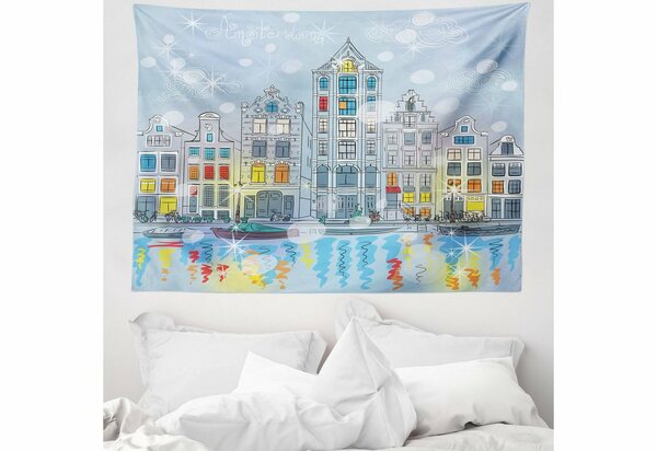 Bild 1 von Wandteppich »aus Weiches Mikrofaser Stoff Für das Wohn und Schlafzimmer«, Abakuhaus, rechteckig, Weihnachten Amsterdam Canal Weihnachten