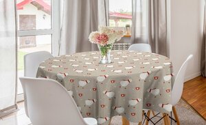 Abakuhaus Tischdecke »Kreis Tischdecke Abdeckung für Esszimmer Küche Dekoration«, Eisbär Schlittschuh Bär Herz-Becher
