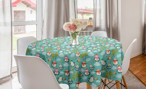 Abakuhaus Tischdecke »Kreis Tischdecke Abdeckung für Esszimmer Küche Dekoration«, Weihnachten Glücklich Noel Penguins Geschenke
