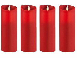 SOMPEX LED-Kerze »4er Set Flame LED Kerzen rot 23cm« (Set, 4-tlg., 4 Kerzen, Höhe 23cm, Durchmesser 8cm), integrierter Timer, Echtwachs, täuschend echtes Kerzenlicht, optimales Set für den Adven