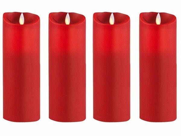 Bild 1 von SOMPEX LED-Kerze »4er Set Flame LED Kerzen rot 23cm« (Set, 4-tlg., 4 Kerzen, Höhe 23cm, Durchmesser 8cm), integrierter Timer, Echtwachs, täuschend echtes Kerzenlicht, optimales Set für den Adven