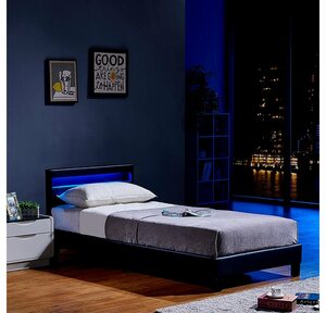 HOME DELUXE Bett »LED Bett Astro« (Set, 2-St., Bett und Lattenrost), extra großes gepolstertes Kopfteil, Variante mit oder ohne Matratze