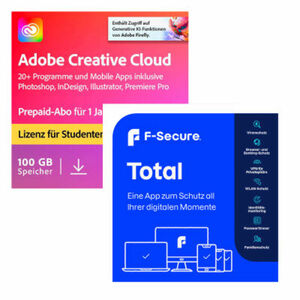 Adobe Creative Cloud All Apps | Studierende und Lehrende | 1 Jahr | 100GB | PC/Mac | inkl. F-Secure Total [7 Devices - 12+3 Monate]