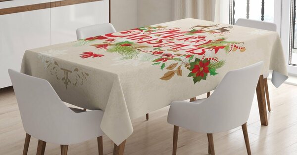Bild 1 von Abakuhaus Tischdecke »Personalisiert Farbfest Waschbar Für den Außen Bereich geeignet Klare Farben«, Weihnachten Floral Merry Xmas
