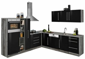 HELD MÖBEL Winkelküche »Samos«, mit E-Geräten, Stellbreite 260 x 270 cm mit Stangengriffen aus Metall