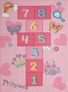 Teppich »Happy Life Kinderzimmer, Kinderteppich, Spielteppich, Waschbar, Anti-Rutsch, Zahlenteppich, Hüpfteppich, Zahlen, Pink, 80 x 150 cm«, the carpet, Rechteck