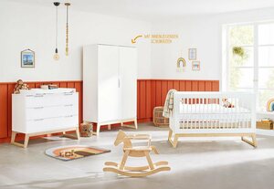 Pinolino® Babyzimmer-Komplettset »Bridge«, (Set, 3-St), breit; mit Kinderbett, Schrank und Wickelkommode; Made in Europe