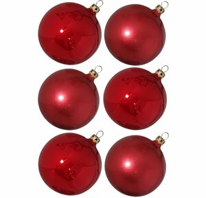 Thüringer Glasdesign Weihnachtsbaumkugel »Weihnachtskugel-Set rot« (6 Stück), mundgeblasen