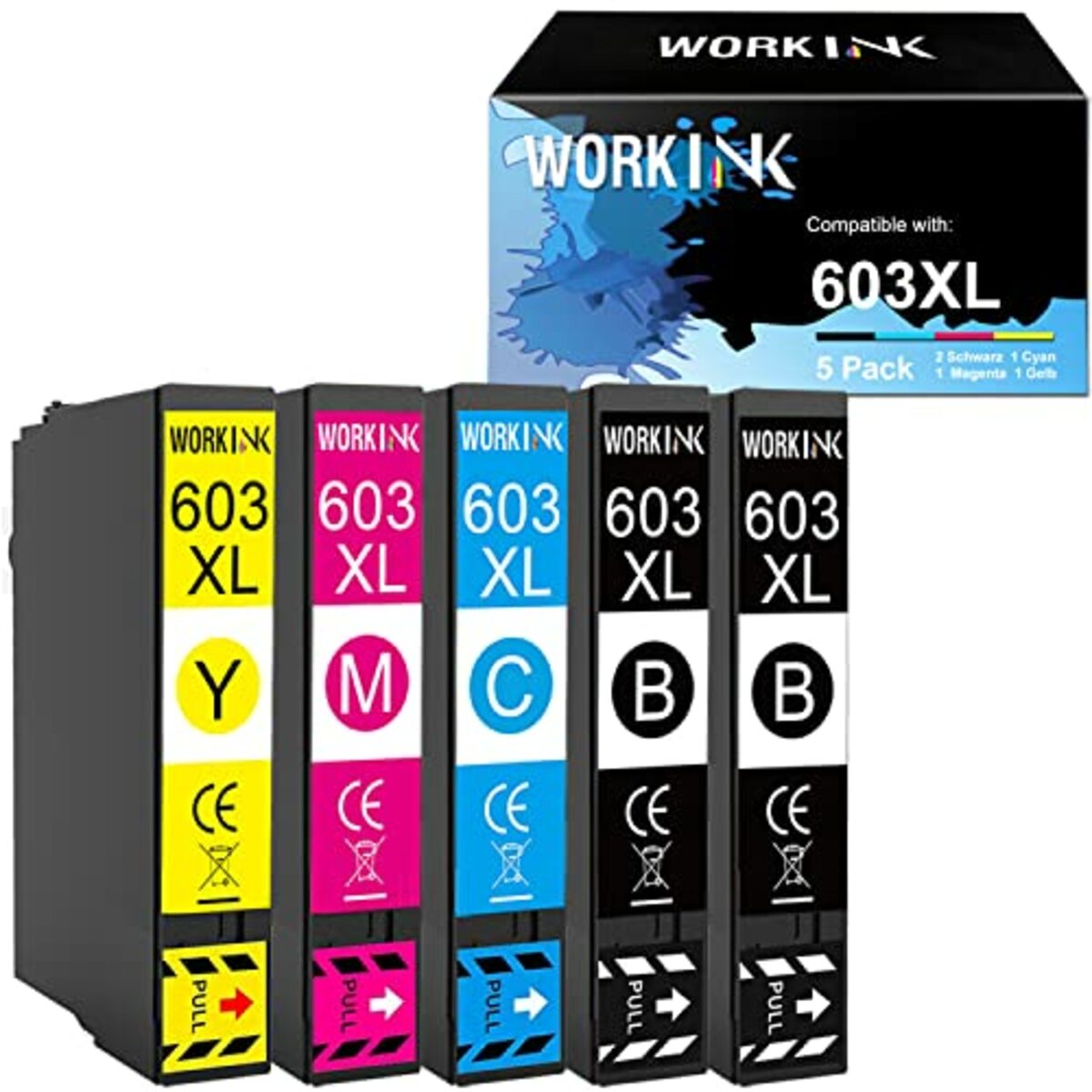 Bild 1 von WorkInk 603XL Druckerpatronen Kompatibel für Epson 603 603 XL für Expression Home XP-3100 XP-3105 XP-4100 XP-2100 XP-2105 XP-4155 Workforce WF-2830 WF-2810 WF-2835 WF-2850 (5er-Pack)