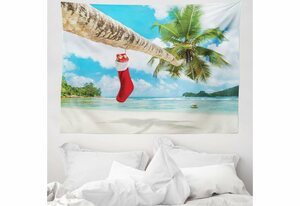 Wandteppich »aus Weiches Mikrofaser Stoff Für das Wohn und Schlafzimmer«, Abakuhaus, rechteckig, Weihnachten Strand Weihnachtsstrümpfe
