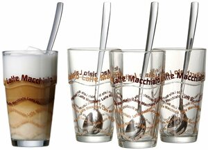 Ritzenhoff & Breker Latte-Macchiato-Glas (4-tlg), inkl. 4 Longdrinklöffel
