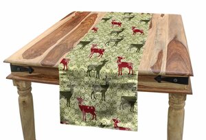 Abakuhaus Tischläufer »Esszimmer Küche Rechteckiger Dekorativer Tischläufer«, Weihnachten Damast Snowflake Deer