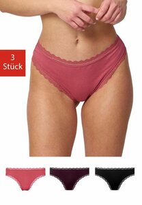 SNOCKS Tanga »Unterwäsche Damen String Unterhosen« (3 Stück) aus Bio-Baumwolle, mit Spitze