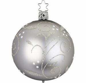 INGE-GLAS® Weihnachtsbaumkugel »Winterbeeren silber« (1 Stück), mundgeblasen, handbemalt