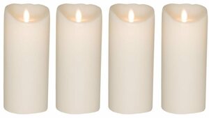 SOMPEX LED-Kerze »4er Set Flame LED Kerzen weiß 18cm« (Set, 4-tlg., 4 Kerzen, Höhe 18cm, Durchmesser 8cm), integrierter Timer, Echtwachs, täuschend echtes Kerzenlicht, optimales Set für den Adv