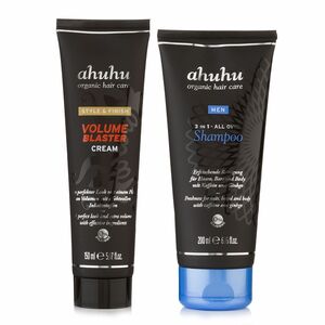 ahuhu organic hair care Men 3-in1 All Over Shampoo 200ml & Volume Creme 150ml