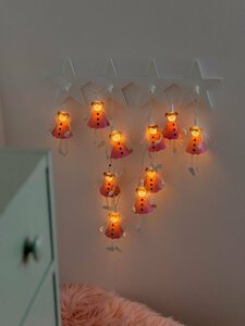 KONSTSMIDE LED-Lichterkette, 10-flammig, LED Dekolichterkette, Pinke Engel, mit an/aus Schalter, 10 warm weiße Dioden