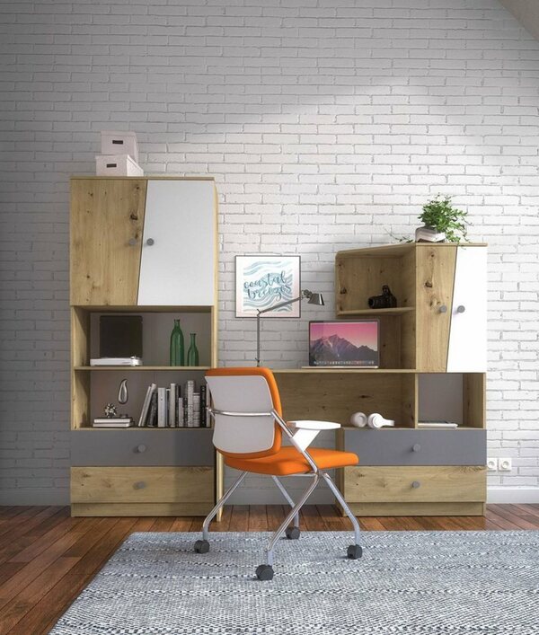 Bild 1 von Feldmann-Wohnen Jugendzimmer-Set »NERO«, (Set), 1 Schreibtisch-Kombination + 1 Bücherregal