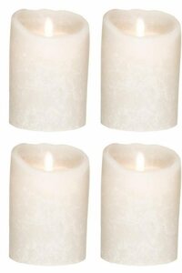 SOMPEX LED-Kerze »4er Set Flame LED Kerzen weiß Frost 12,5cm« (Set, 4-tlg., 4 Kerzen, Höhe 12,5cm, Durchmesser 8cm), integrierter Timer, Echtwachs, täuschend echtes Kerzenlicht, optimales Set f