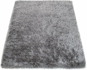 Hochflor-Teppich »Glamour 300«, Paco Home, rechteckig, Höhe 70 mm, Shaggy mit weichem Glanz Garn in Uni