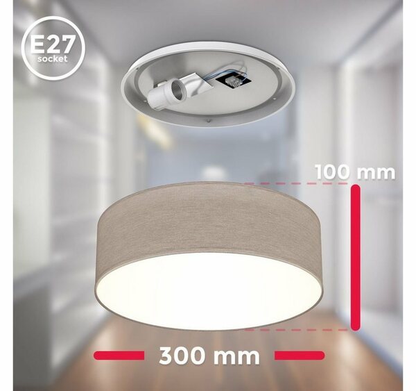 Bild 1 von B.K.Licht Deckenleuchte, LED Deckenlampe Stoff Textil Lampenschirm Wohnzimmerlampe Schlafzimmer E27