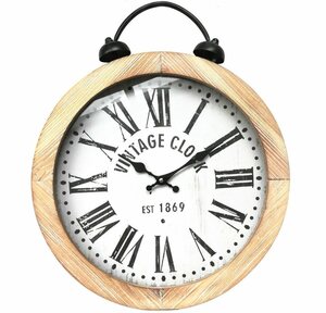 Mucola Wanduhr »Wanduhr Hängeuhr Holzuhr Rund 40 cm Ø Analog Vintage Clock Shabby Design Braun Schwarz Römische Zahlen Leise Wohnzimmer Schlafzimmer« (Zentrale Wandaufhängung)