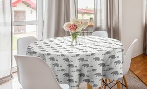 Abakuhaus Tischdecke »Kreis Tischdecke Abdeckung für Esszimmer Küche Dekoration«, Eisbär Grau Mutter Kind
