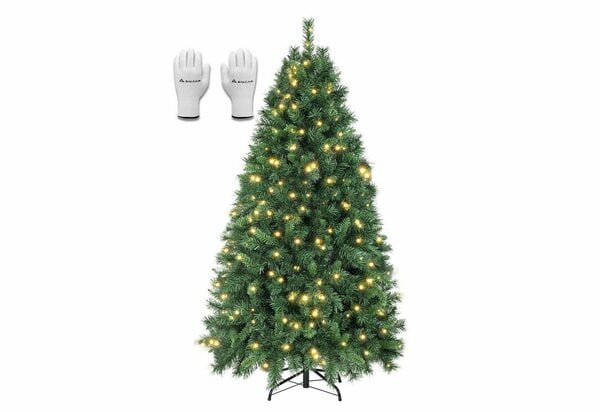 Bild 1 von Salcar Künstlicher Weihnachtsbaum »SALCAR Weihnachtsbaum künstlich 180cm mit Beleuchtung, 580 Astspitzen, inkl. 250 LED Beleuchtet und Christbaum-Ständer - grün 1,8m«