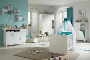 roba® Babyzimmer-Komplettset »Nordic, weiß«, (Set, 3-St), mit Kinderbett, Wickelkommode und 3-trg. Kleiderschrank; Made in Europe