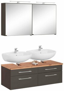 HELD MÖBEL Badmöbel-Set »Davos«, (2-St), 2 Spiegelschrank und Waschbeckenunterschrank
