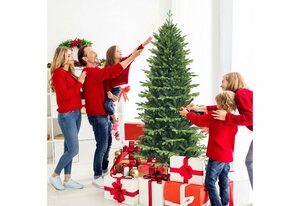 COSTWAY Künstlicher Weihnachtsbaum »Unbeleuchteter Tannenbaum«, 180cm, mit 1462 PE- & PVC-Zweigen & Metallständer, Grün