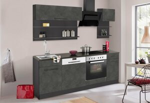 HELD MÖBEL Küchenzeile »Tulsa«, mit E-Geräten, Breite 210 cm, schwarze Metallgriffe, hochwertige MDF Fronten