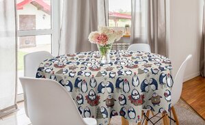 Abakuhaus Tischdecke »Kreis Tischdecke Abdeckung für Esszimmer Küche Dekoration«, Weihnachten Grunge Penguins Boxes
