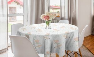 Abakuhaus Tischdecke »Kreis Tischdecke Abdeckung für Esszimmer Küche Dekoration«, Weihnachten Glückliche Füchse tragender Schal
