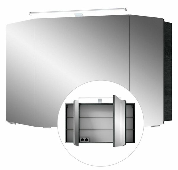 Bild 1 von Lomadox Spiegelschrank »CERVIA-66« Badezimmer 100cm graphit Struktur, LED-Beleuchtung, B/H/T: 100/67/17 cm
