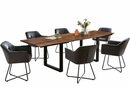Bild 1 von SAM® Essgruppe »Diana«, Baumkante Akazie nussbaumfarben 180(280)x90 Ansteckplatten schwarz + 6 Stühle Irina anthrazit