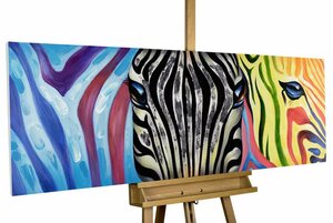 KUNSTLOFT Gemälde »Psychedelic Zebra«, handgemaltes Bild auf Leinwand