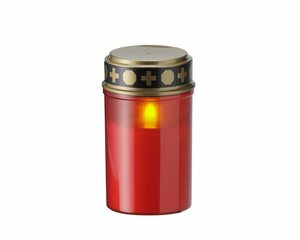 MARELIDA LED-Kerze »LED Grablicht Grabkerze gelb flackernd Timer H. 12,5cm bis zu 800 Std rot gold«