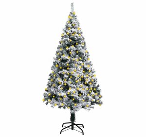 vidaXL Echter Weihnachtsbaum »vidaXL Künstlicher Weihnachtsbaum mit LEDs Beschneit Grün 150 cm«