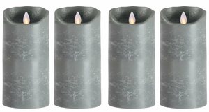 SOMPEX LED-Kerze »4er Set Flame LED Kerzen grau 18cm« (Set, 4-tlg., 4 Kerzen, Höhe 18cm, Durchmesser 8cm), integrierter Timer, Echtwachs, täuschend echtes Kerzenlicht, optimales Set für den Adve
