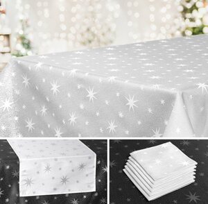 Beautex Tischdecke »Lurex Sterne Tischdecke, Silber glänzend, Weihnachtstischdecke Größe und Farbe wählbar« (1-tlg)
