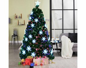 COSTWAY Künstlicher Weihnachtsbaum »LED Tannenbaum, Christbaum«, 120 cm, PVC Nadeln, mit Sternspitze und Glasfaser-Farbwechsel, inkl. Metallständer