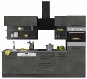 HELD MÖBEL Küchenzeile »Tulsa«, mit E-Geräten, Breite 270 cm, schwarze Metallgriffe, hochwertige MDF Fronten