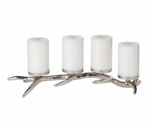 EDZARD Adventskranz »Kingston«, Kerzenleuchter Geweih-Design, Kerzenkranz aus Aluminium mit Silber-Optik, Adventskranz für Stumpenkerzen, Höhe 13 cm