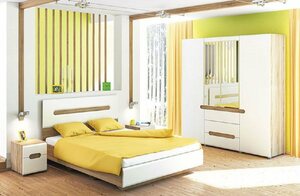 Feldmann-Wohnen Schlafzimmer-Set »LEONARDO«, (Set, 4-St., 1 Kleiderschrank + 1 Bett + 2 Nachtkonsolen), Liegefläche: ca. 160 x 200 cm