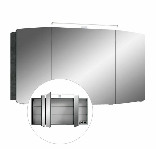 Bild 1 von Lomadox Spiegelschrank »CERVIA-66« Badmöbel graphit Struktur 120 cm mit LED-Beleuchtung, B/H/T: 120/67/17 cm
