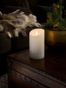 KONSTSMIDE LED-Kerze (1-tlg), LED Echtwachskerze, weiß, mit 3D Flamme, Ø 10 cm, Höhe: 18 cm