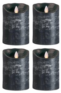SOMPEX LED-Kerze »4er Set Flame LED Kerzen anthrazit 12,5cm« (Set, 4-tlg., 4 Kerzen, Höhe 12,5cm, Durchmesser 8cm), integrierter Timer, Echtwachs, täuschend echtes Kerzenlicht, optimales Set für